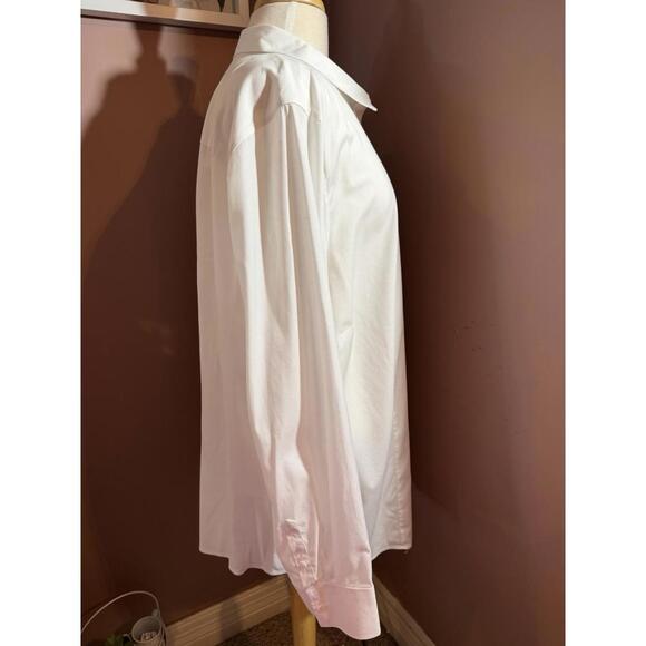 Talbots Woman Non Iron Button Up Blouse Size 24W White Classic Cotton - Picture 4 of 9